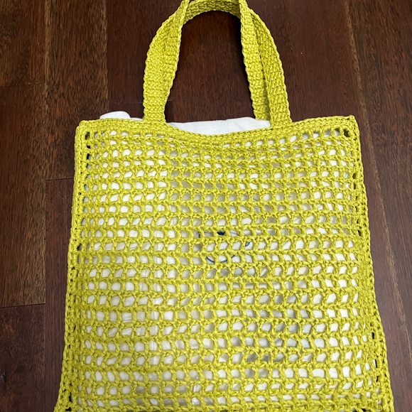 Brand new Prada Raffia tote in yellow/green. Comes w/ original dustbag & cards! - Picture 3 of 3
